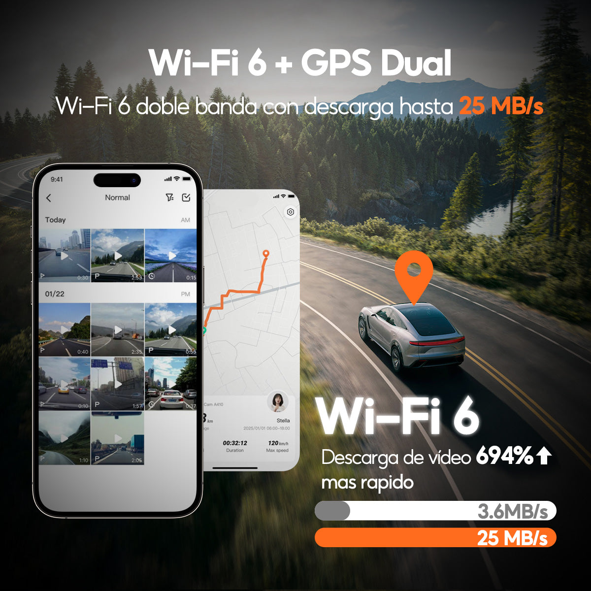 Cámara para Auto 70mai A810 Lite 4K Frontal y Trasera con Wi-Fi, GPS y Visión Nocturna HDR