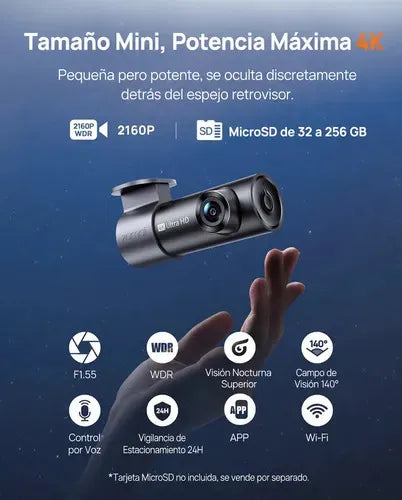 Cámara Para Auto Con Wifi Y Visión Nocturna 70mai M310 4k