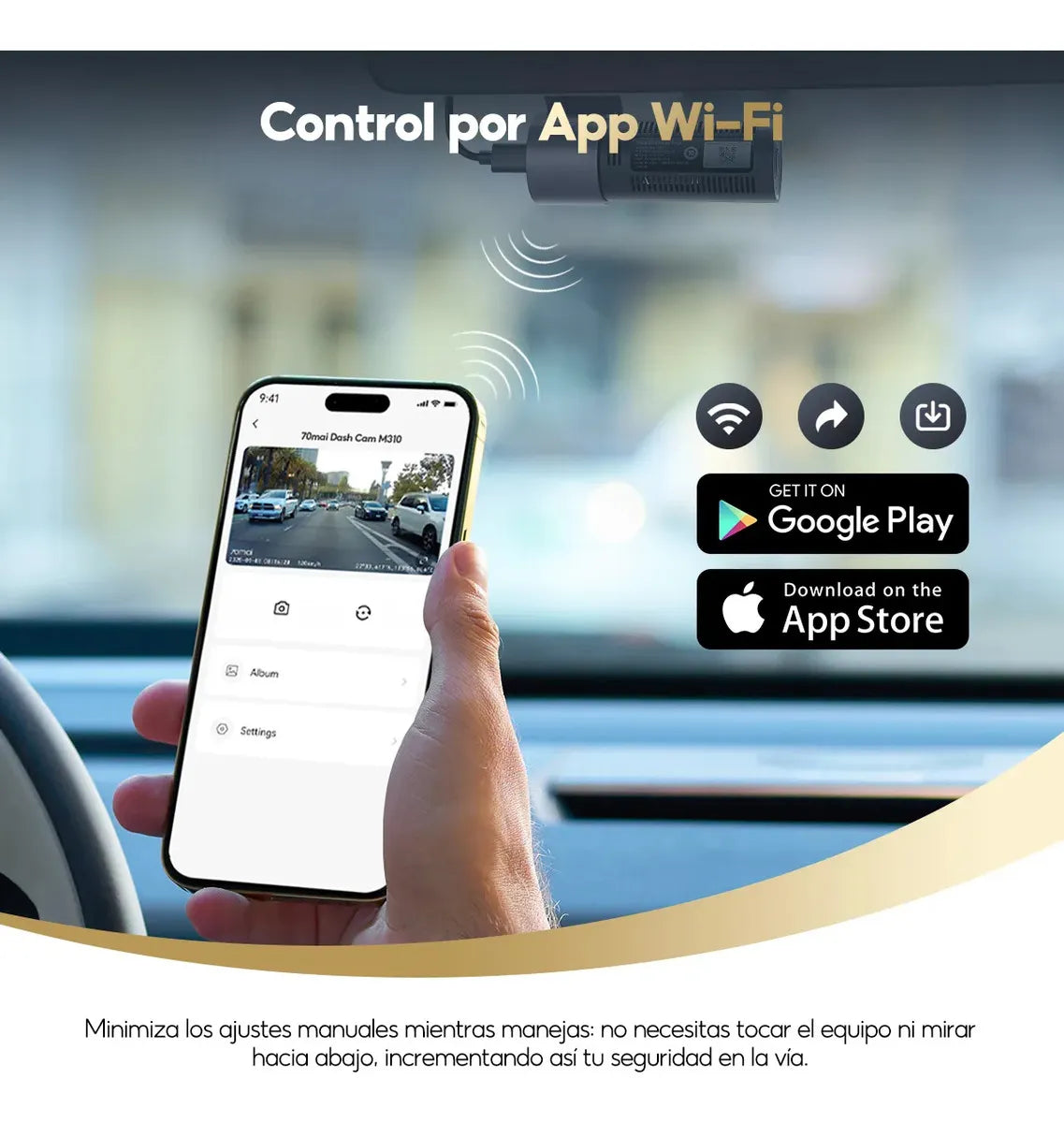 Cámara Vehicular 70mai M310 2K 139° WDR WiFi Voz 24h