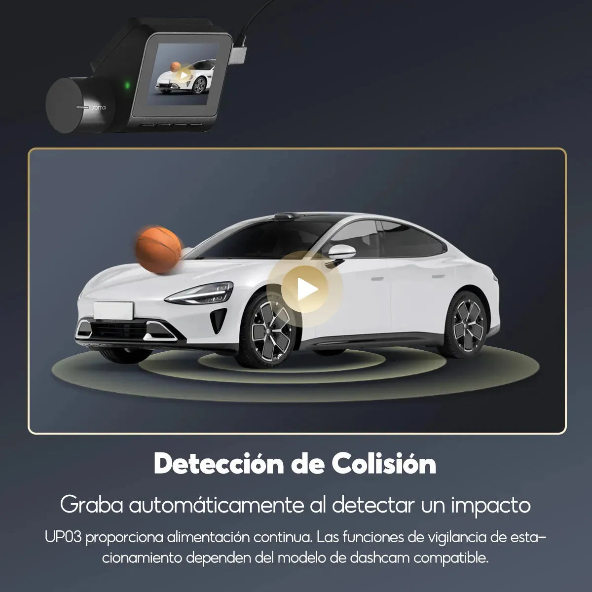 Cable Tipo‑C 3m 70mai Up03 Monitoreo 24h Dash Cam